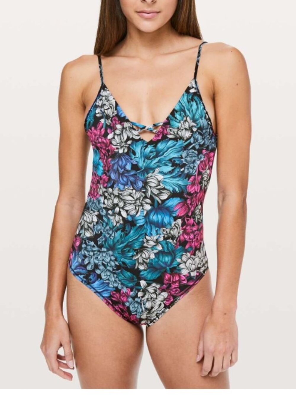 Lululemon Shoreline One Piece Swimsuit Sz 4 Nocturnal Floral Multi W2AYDS